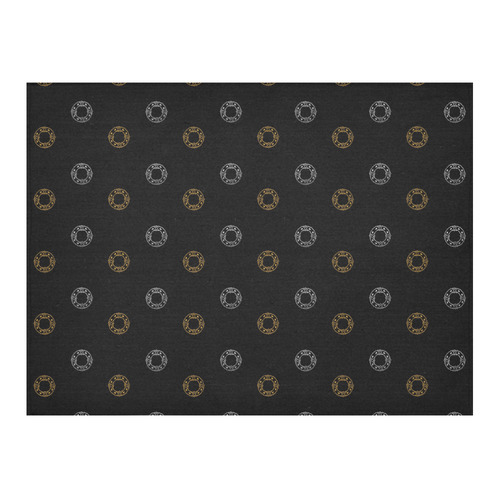 Christmas: Gold & Silver Wreaths on Black Cotton Linen Tablecloth 52"x 70"