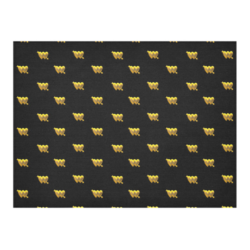 METALLICS: Golden Hearts on Black Cotton Linen Tablecloth 52"x 70"