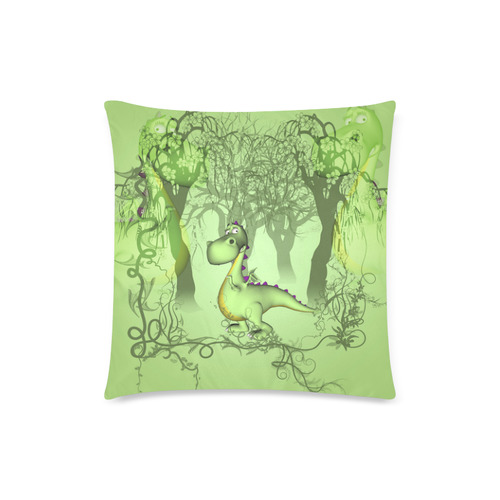 Cute little cartoon dragon in green Custom Zippered Pillow Case 18"x18"(Twin Sides)