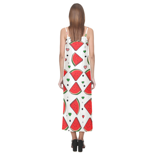 Melone  Popart by Nico Bielow V-Neck Open Fork Long Dress(Model D18)