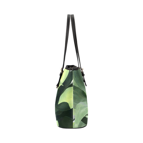 Green Succulent Desert Nature Art Leather Tote Bag/Large (Model 1651)