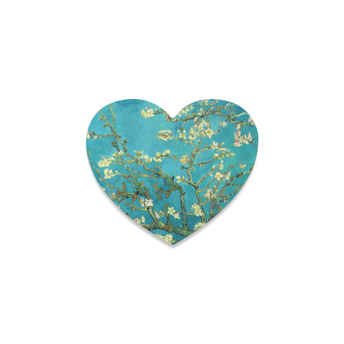 Vincent Van Gogh Blossoming Almond Tree Floral Art Heart Coaster