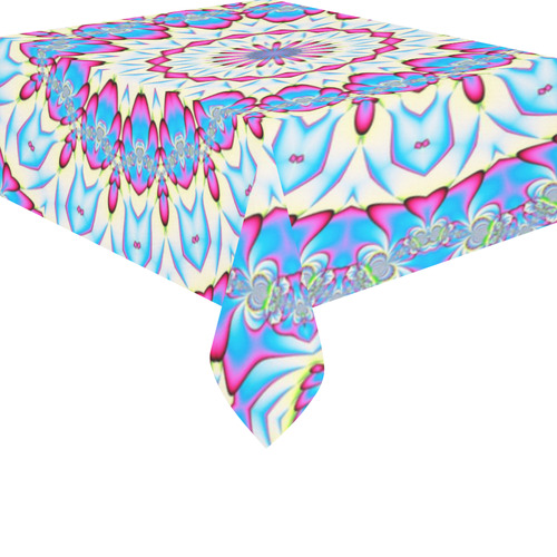 Fractal Kaleidoscope Mandala Flower Abstract 17 Cotton Linen Tablecloth 52"x 70"