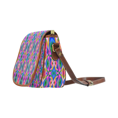 Groovy Psychedelic Pink/Blue Abstract Saddle Bag/Small (Model 1649) Full Customization