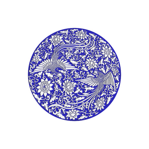 Flying Phoenixes on blue exquisite Chinese pattern Round Mousepad