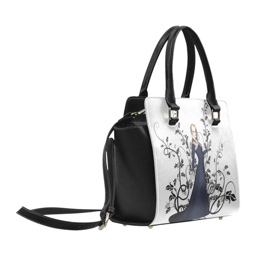 Wonderful fairy with black flowers Classic Shoulder Handbag (Model 1653)