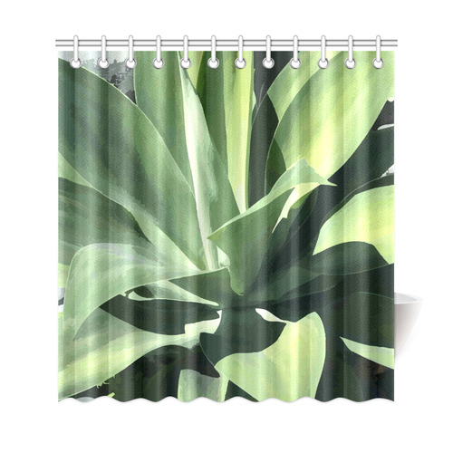 Green Succulent Desert Nature Art Shower Curtain 69"x72"