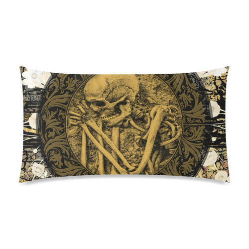 The skeleton in a round button with flowers Rectangle Pillow Case 20"x36"(Twin Sides)