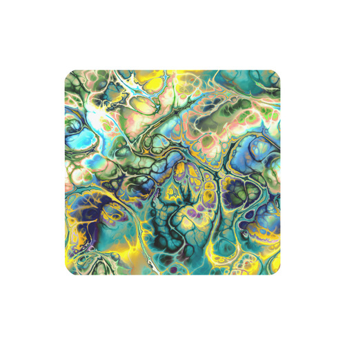 Flower Power Fractal Batik Teal Yellow Blue Salmon Women's Clutch Wallet (Model 1637)