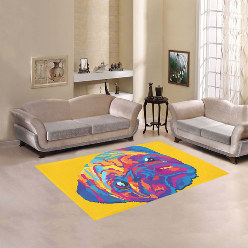 pop art pug Area Rug 5'3''x4'