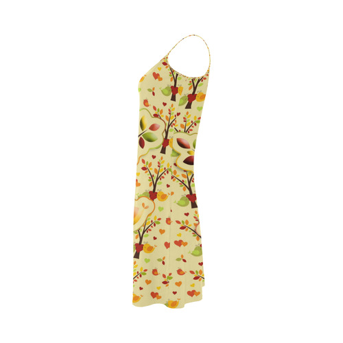 Autumn BIG LOVE Pattern TREEs, BIRDs and HEARTS Alcestis Slip Dress (Model D05)