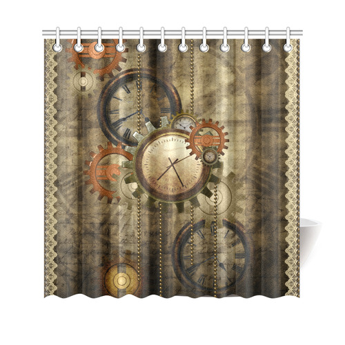 Steampunk, wonderful noble desig, clocks and gears Shower Curtain 69"x70"