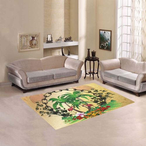 Tropical design with flamingo Area Rug 5'3''x4'