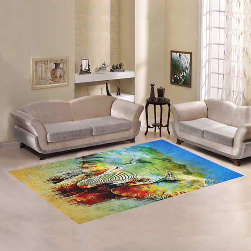 watercolor elephant Area Rug7'x5'