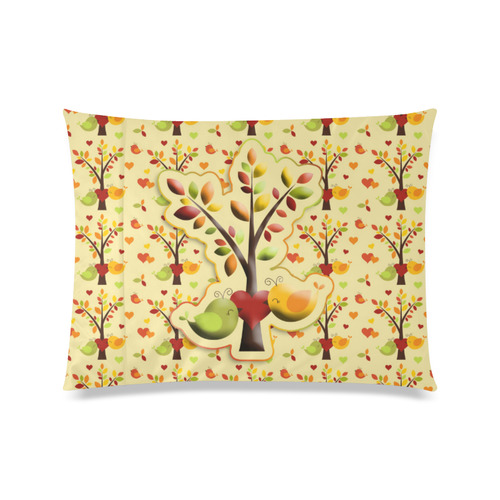 Autumn BIG LOVE Pattern TREEs, BIRDs and HEARTS Custom Zippered Pillow Case 20"x26"(Twin Sides)