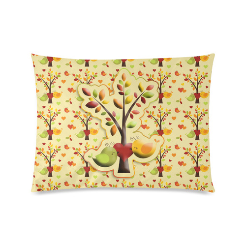 Autumn BIG LOVE Pattern TREEs, BIRDs and HEARTS Custom Zippered Pillow Case 20"x26"(Twin Sides)