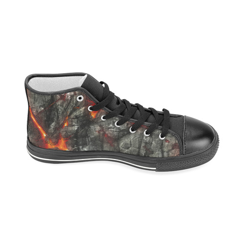 Red fire, black stone fantastic abstract texture Men’s Classic High Top Canvas Shoes (Model 017)