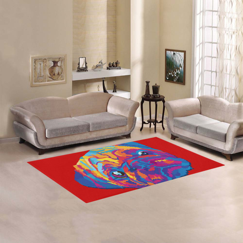 pop art pug Area Rug 5'x3'3''