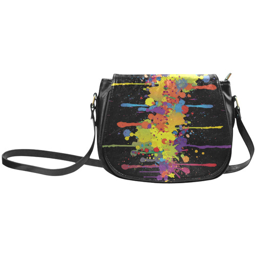 CRAZY multicolored double running SPLASHES Classic Saddle Bag/Small (Model 1648)