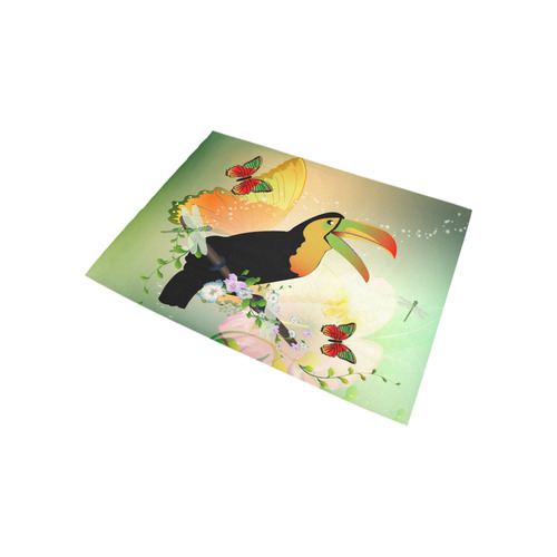 Funny toucan with flowers Area Rug 5'3''x4'