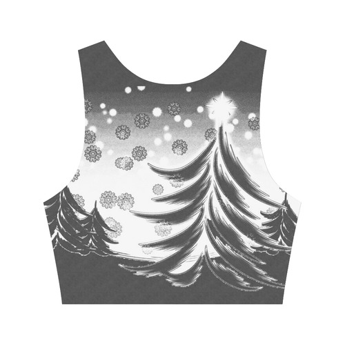 Christmas Trees and Snowflakes Chalkboard Women's Crop Top (Model T42)