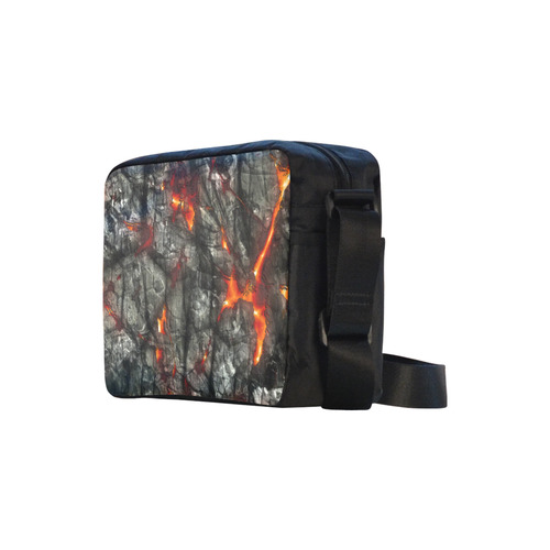 Red fire, black stone fantastic abstract texture Classic Cross-body Nylon Bags (Model 1632)