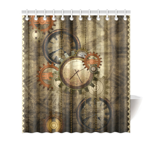 Steampunk, wonderful noble desig, clocks and gears Shower Curtain 66"x72"