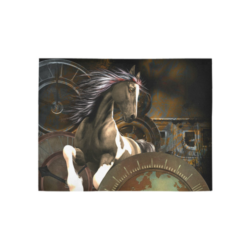 Steampunk, awesome horse with clocks and gears Area Rug 5'3''x4'