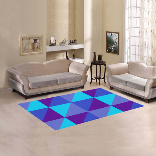 Turquoise Navy Blue Triangle Area Rug 5'x3'3''