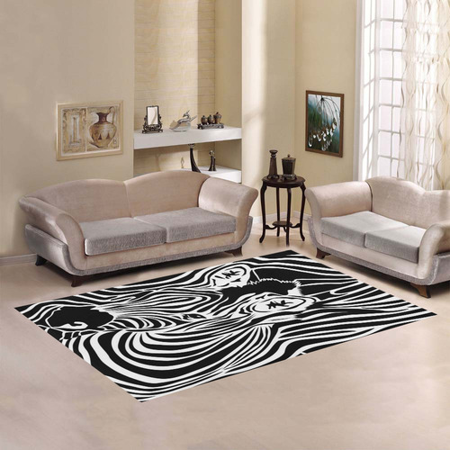 zebra opart, black and white Area Rug7'x5'