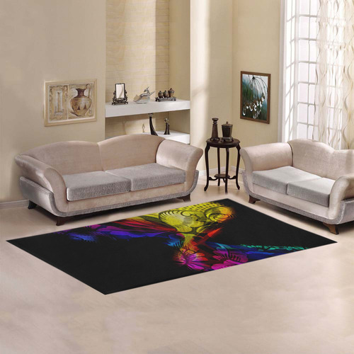 Abstract floral design Area Rug 7'x3'3''