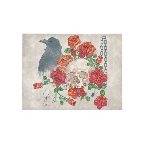 watercolor skull and roses Area Rug 5'3''x4'