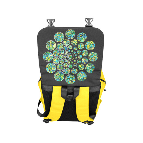 Flower Power CIRCLE Dots in Dots cyan yellow black Casual Shoulders Backpack (Model 1623)