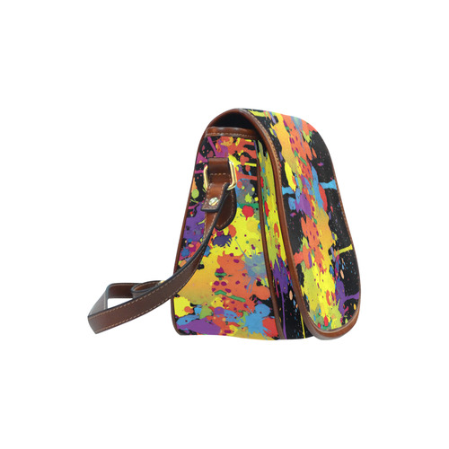 CRAZY multicolored double running SPLASHES Saddle Bag/Small (Model 1649) Full Customization