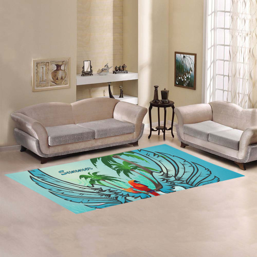 Cute parrot with wings Area Rug 7'x3'3''