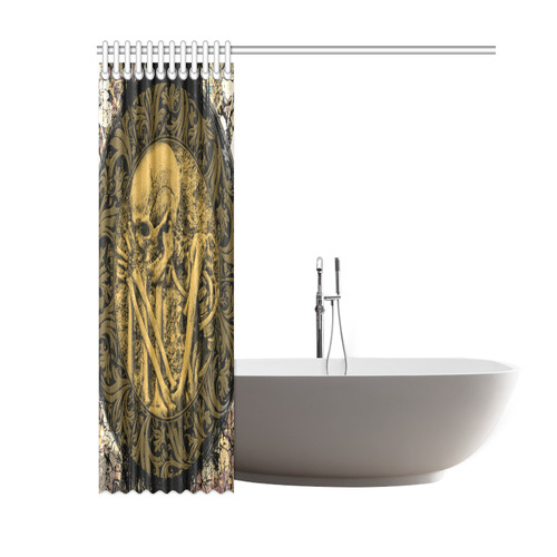 The skeleton in a round button with flowers Shower Curtain 60"x72"