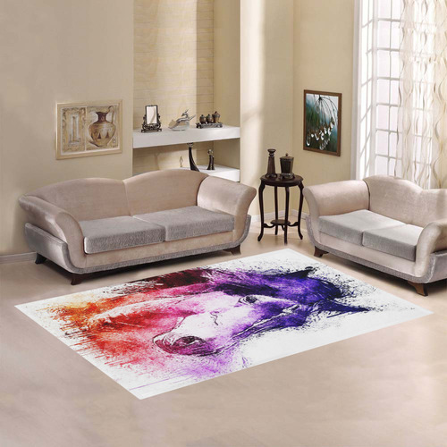 watercolor horse Area Rug7'x5'