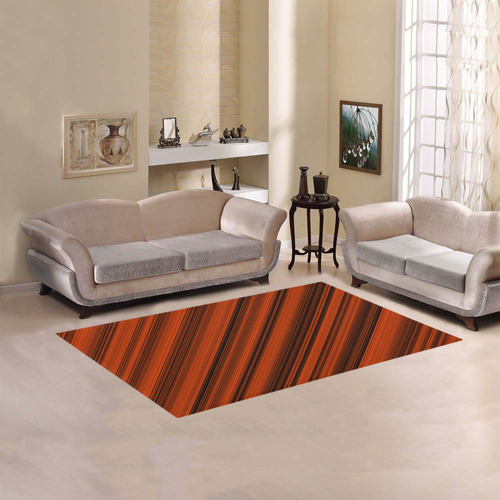 Orange Black Diagonal Stripes Area Rug 5'x3'3''