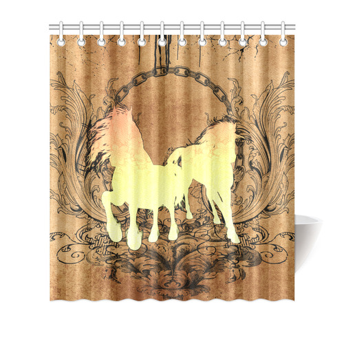 Beautiful horse silhouette in yellow colors Shower Curtain 66"x72"