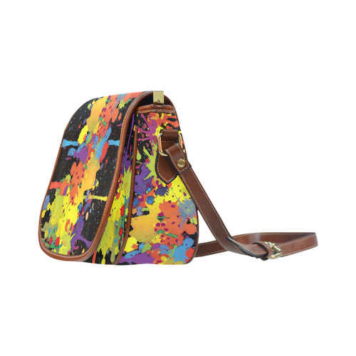 CRAZY multicolored double running SPLASHES Saddle Bag/Small (Model 1649) Full Customization