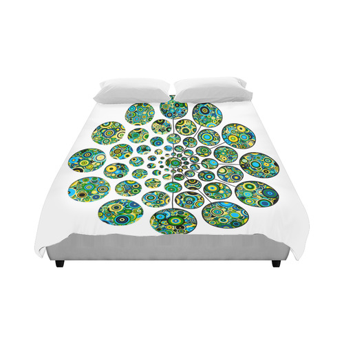 Flower Power CIRCLE Dots in Dots cyan yellow black Duvet Cover 86"x70" ( All-over-print)