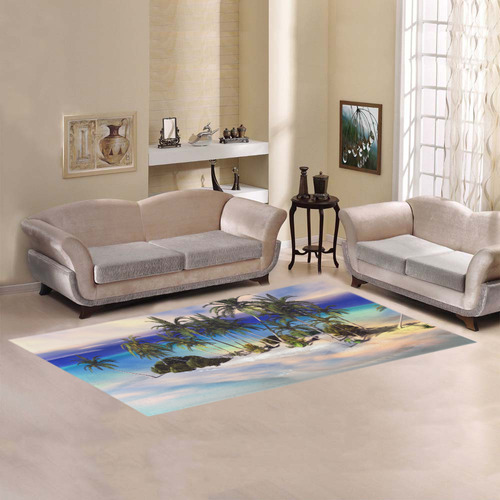 Wonderful view over the sea in the sunset Area Rug 7'x3'3''