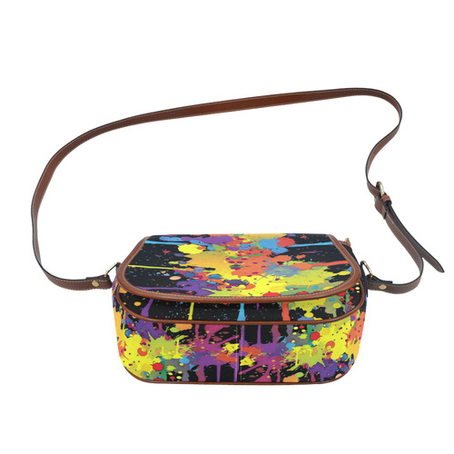 CRAZY multicolored double running SPLASHES Saddle Bag/Large (Model 1649)