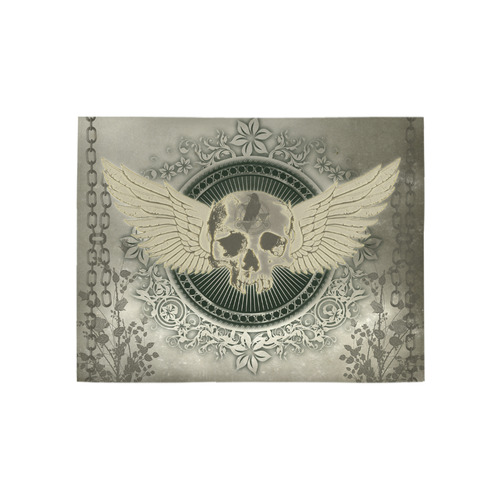 Skull with wings and roses on vintage background Area Rug 5'3''x4'