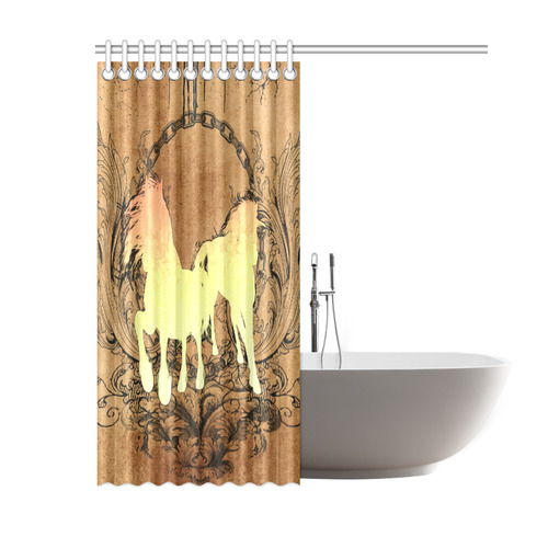 Beautiful horse silhouette in yellow colors Shower Curtain 60"x72"