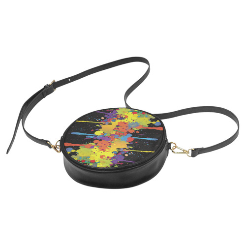 CRAZY multicolored double running SPLASHES Round Sling Bag (Model 1647)
