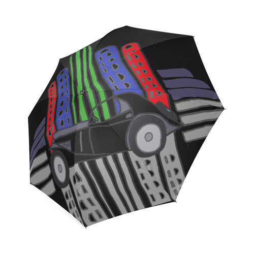 Cool Retro Car and Buildings Foldable Umbrella (Model U01)