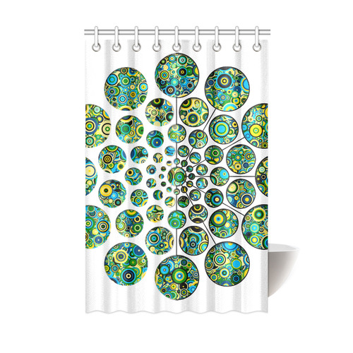 Flower Power CIRCLE Dots in Dots cyan yellow black Shower Curtain 48"x72"