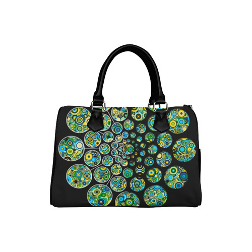 Flower Power CIRCLE Dots in Dots cyan yellow black Boston Handbag (Model 1621)