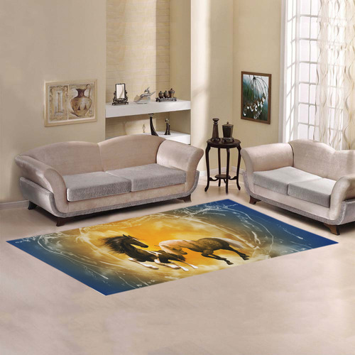 Horses with water heart Area Rug 7'x3'3''